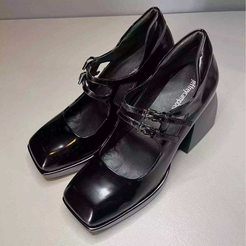 Jeffrey Campbell Corgi Black Chunky Y2K Mary Jane Pumps or Heels Size 9.5